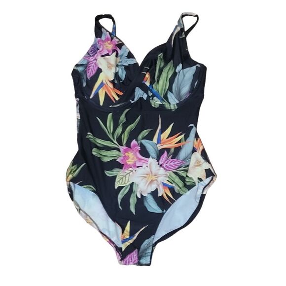 Kona Sol Tropical Print One Piece Swimsuit - Picture 1 of 6